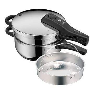 Perfect One Pot Schnellkochtopf-Set mit Dampfgareinsatz, 4,5 und 3,0 Liter, stapelbar