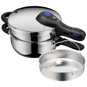 Perfect Plus One Pot Schnellkochtopf-Set mit Dampfgareinsatz, 4,5 und 3,0 Liter, stapelbar