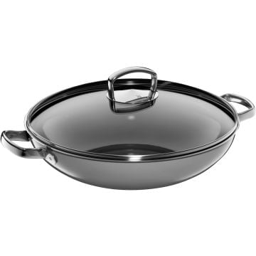 Fusiontec Mineral Wok mit Glasdeckel, 36 cm, Platinum